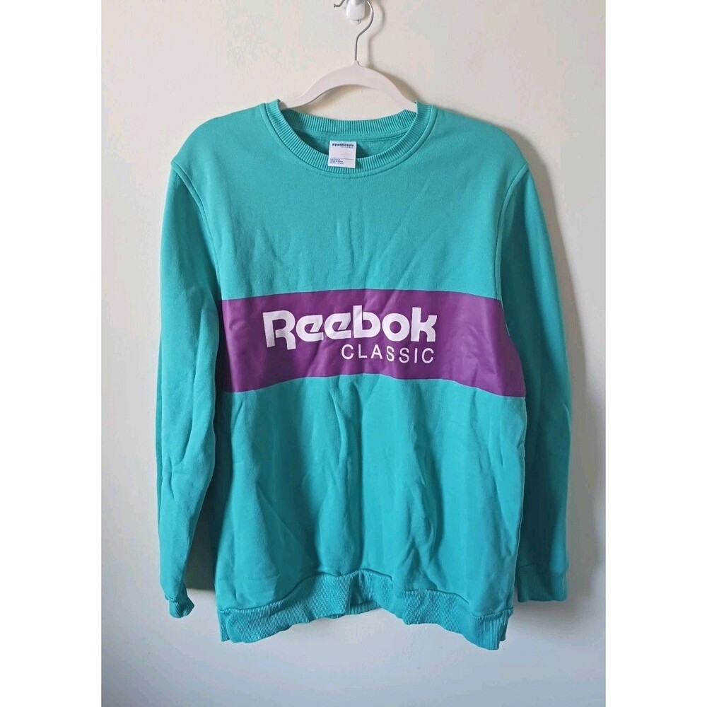 Reebok Womens Purple Turquoise Crewneck Sweater Size M